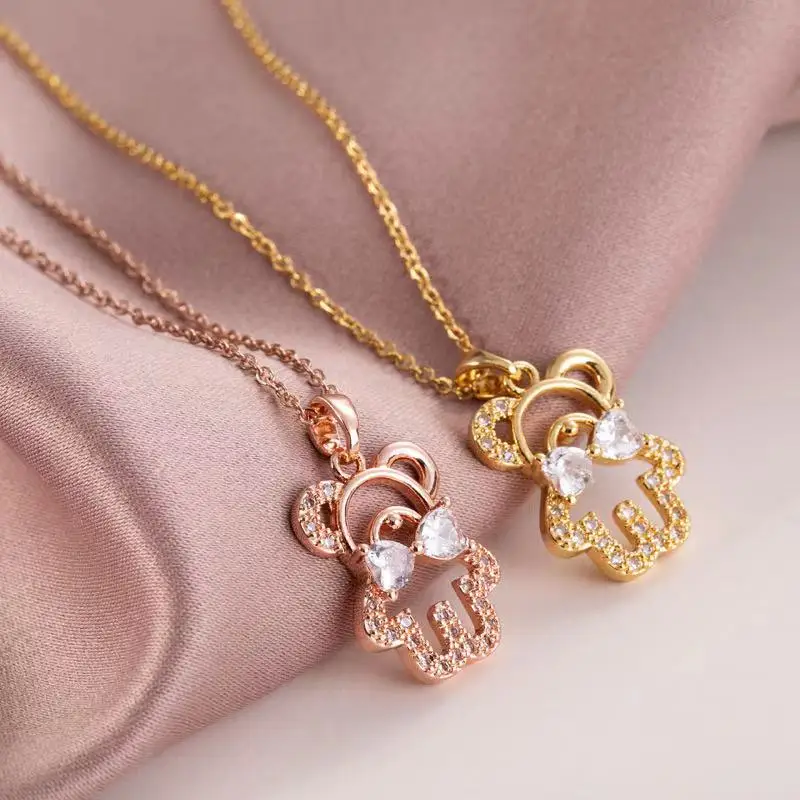factory outlet Hot sale choker jewelry little bear pendant necklace