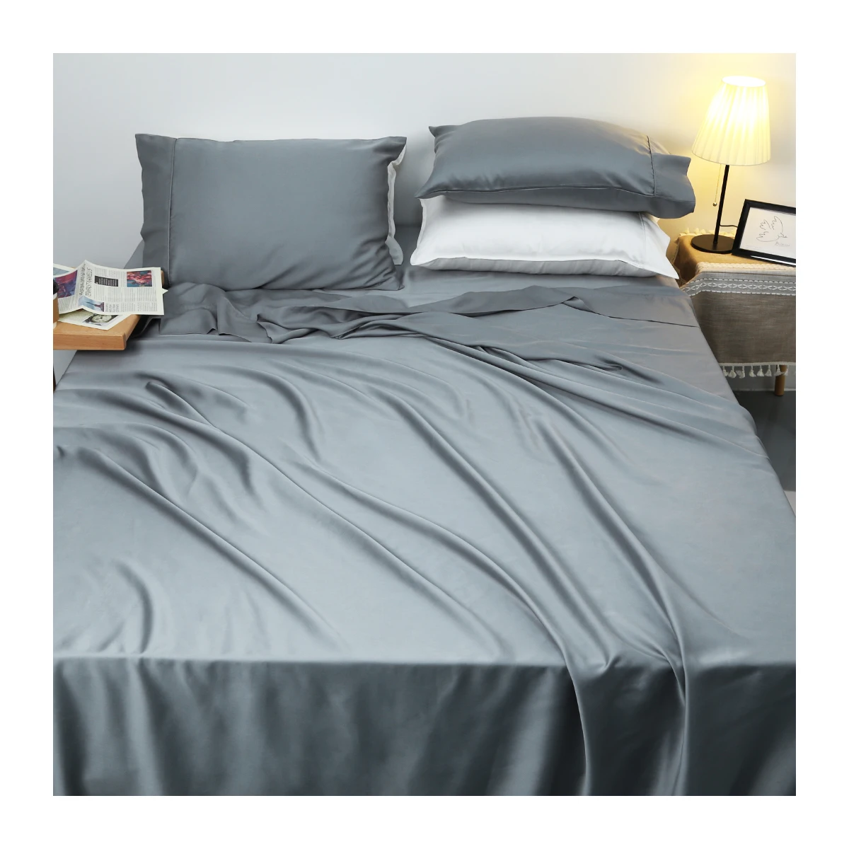 Wholesale Luxury custom design Eucalyptus lyocel Queen Size 4 Pcs bed Sheet Set with Pillowcase Lyocell Bedding Sets