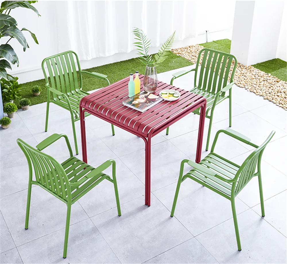 Modern outdoor aluminum balcony, garden furniture, metal table and chair set