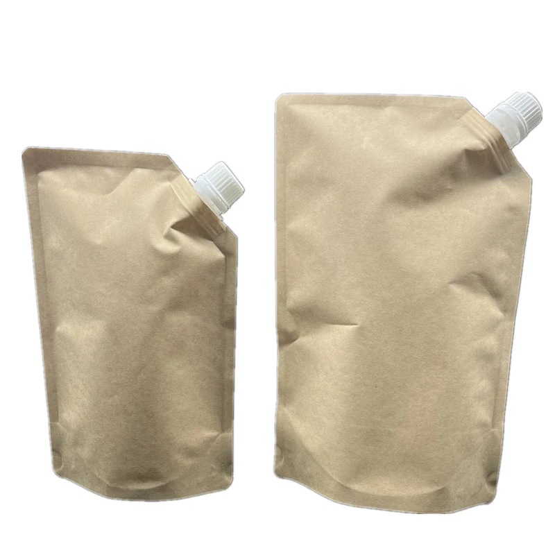 30ml 50ml 100ml 500ml 1000ml Liquid Juice eco friendly stand up kraft paper spout pouch
