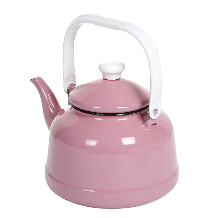 Manufacturers direct sale cast iron kettle bell shaped solid color enamel kettle with handle