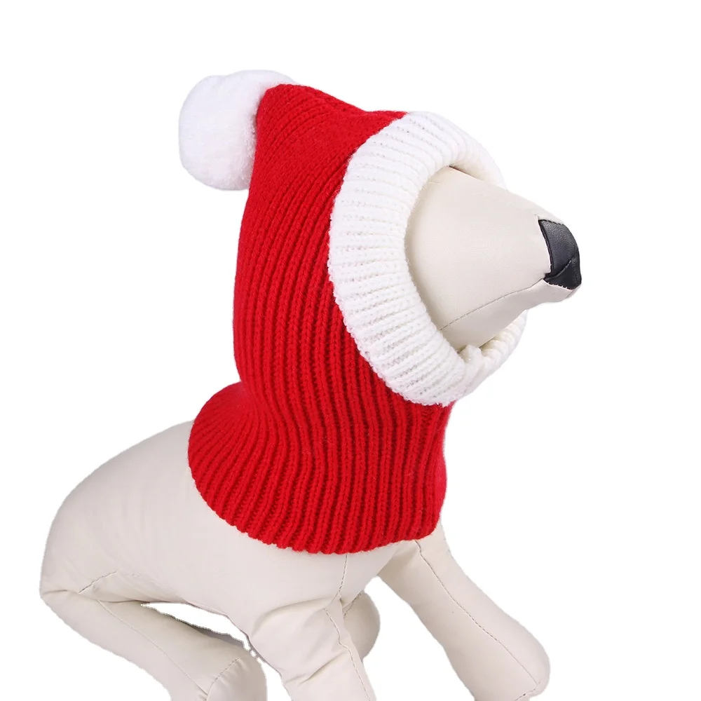 Christmas Santa hat for dog Pet Cap Neck and Ear Warmer Hood Quiet Ears Dog Ear Muffs Noise Protection Warm Winter Dog Santa ha