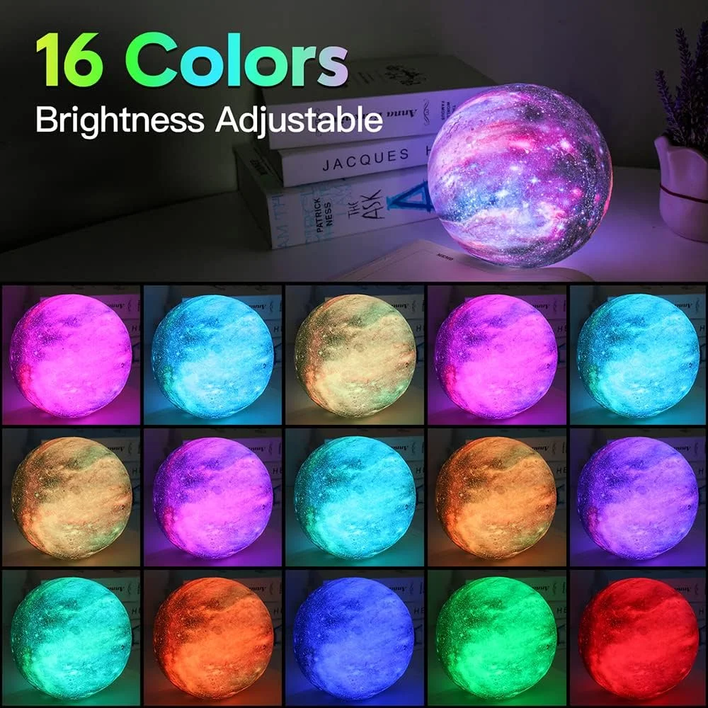 BRIGHTWORLD Moon Lamp 5.9 inch 16 Colors LED 3D Moon Light Remote & Touch Control Lava Lamp