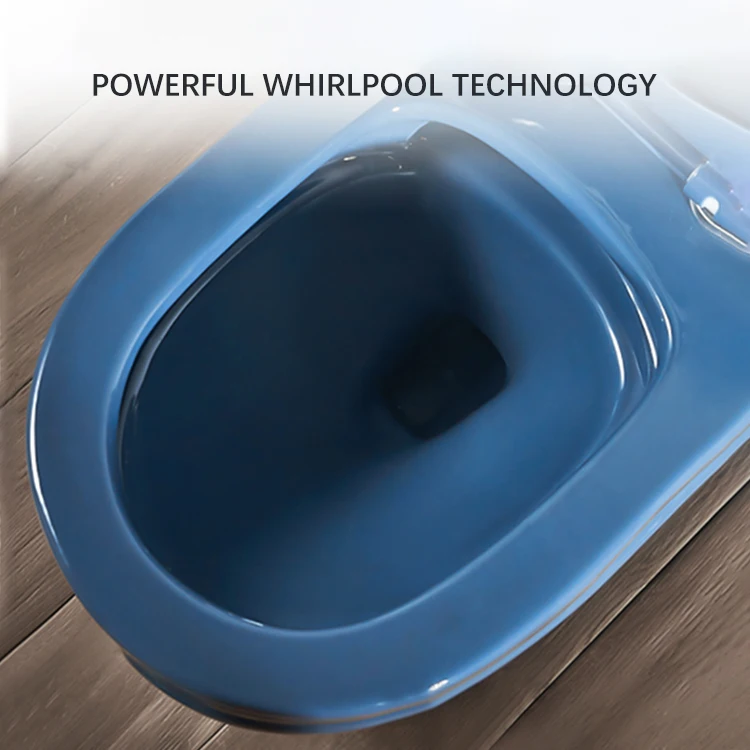 New Porcelain Bathroom Sanitary Ware Floor Mount Water Closet WC One Piece Blue Ceramic Bowl Toilet