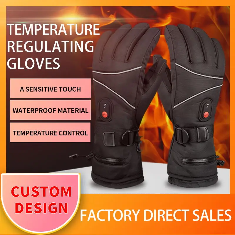 heated gloves 5V Rechargeable Lithium Battery  gloves  and Back  rechargeable waterproof heating warm gloves
