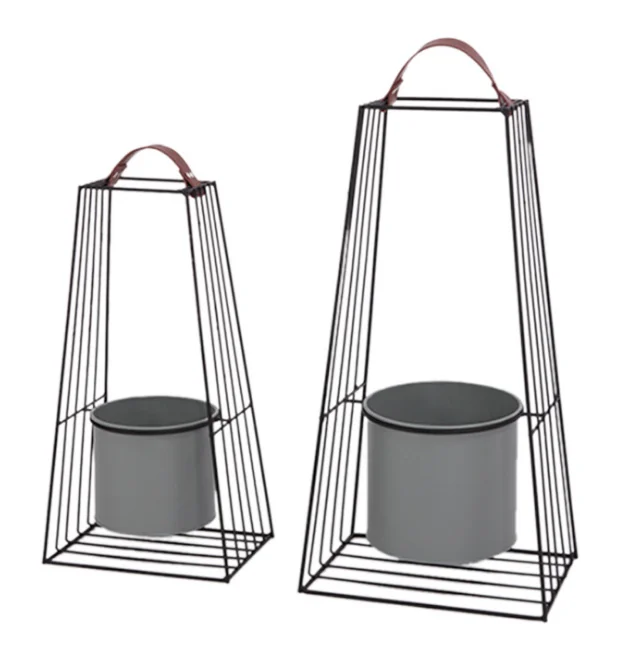Trade assurance outdoor metal wire round foldable flower pots planters hanging pot vertical garden seeding tray