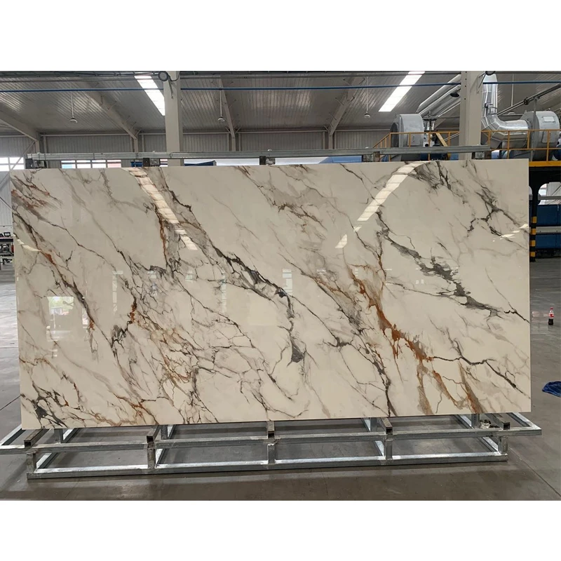 Sintered Stone Slab Calacatta Gold Veins Large Size High Quality Porcelain Slabs for Wall Floor