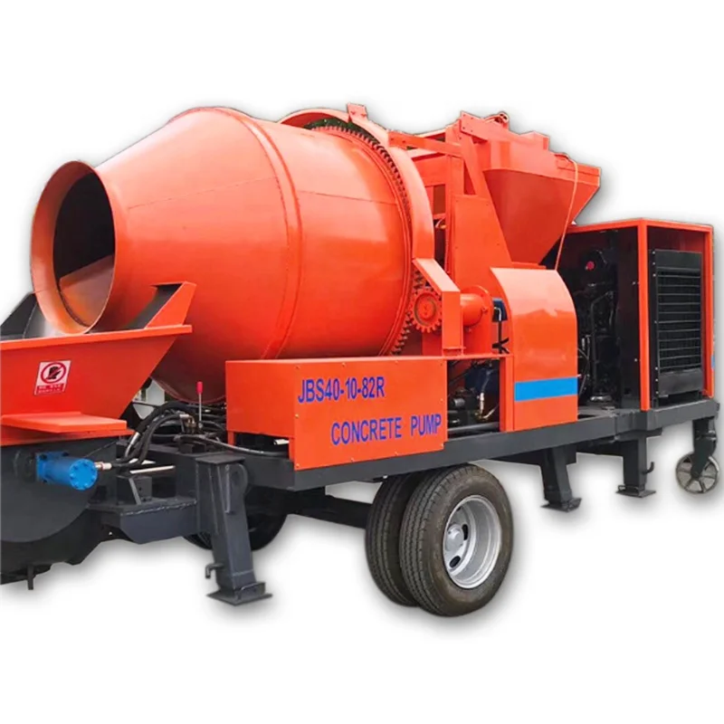 Small portable strong motivation trailer mounted concrete pump mixer with diesel engine
