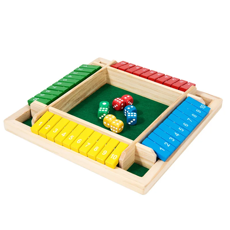 Four-Sided Flip Card Games Intellectual Educational Game Box Dice Toyswooden Number Board Games