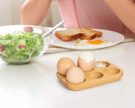 Mini Bamboo wood Egg Tray Set (18 Holes), 3 small Racks,Premium Rustic  Holder For Deviled ,Usable in Kitchen