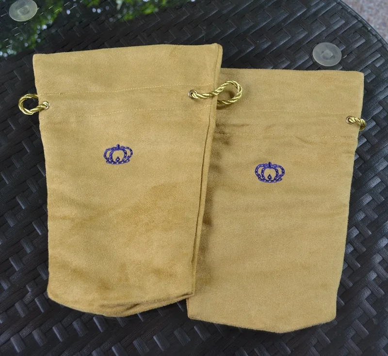 Manufacturer custom suede drawstring pouch high quality jewelry suede pouch golden drawstring gift pouch with logo