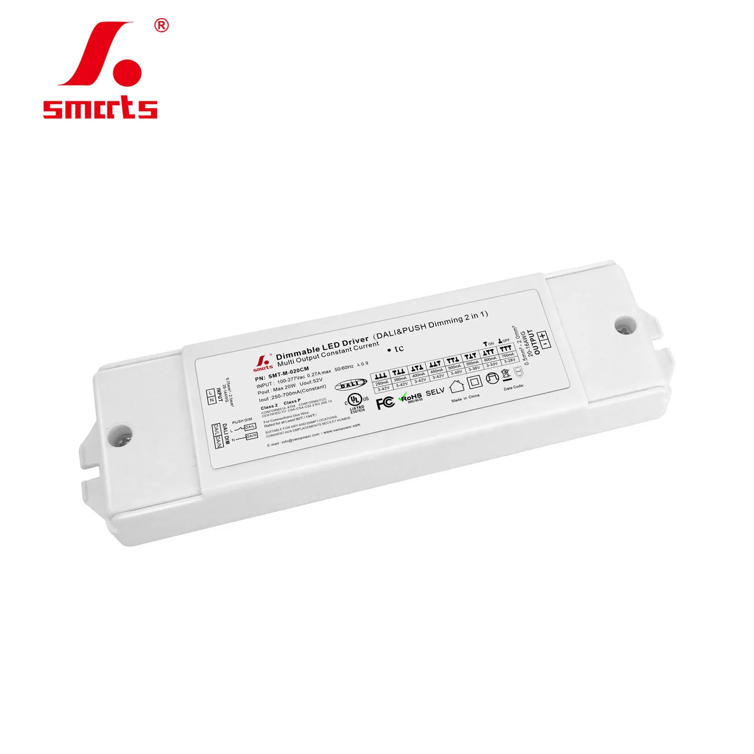 20 Вт светодиодный драйвер многодеточный DALI & PUSH Dimmable CC led driver