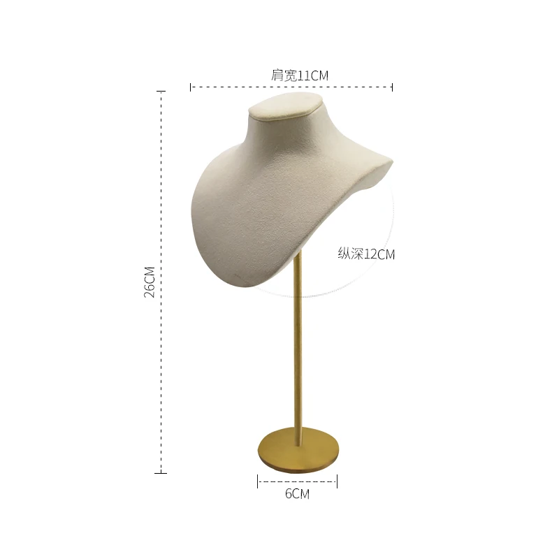 Luxury Mannequin Necklace Stand Holder  Microfiber Jewellery Display Bust necklace jewelry display stand for window showcase