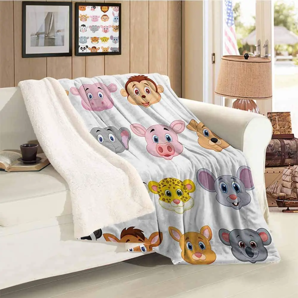 
Cartoon Super Soft Lamb Wool Blanket Kids Themed Baby Cute Animals Blanket Custom Digital Printing Blanket 