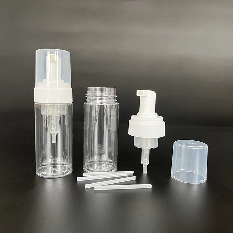 Wholesale 50ml 100ml Clear Dispenser Soap Foam Foaming Pump Bottle with Transparent Caps