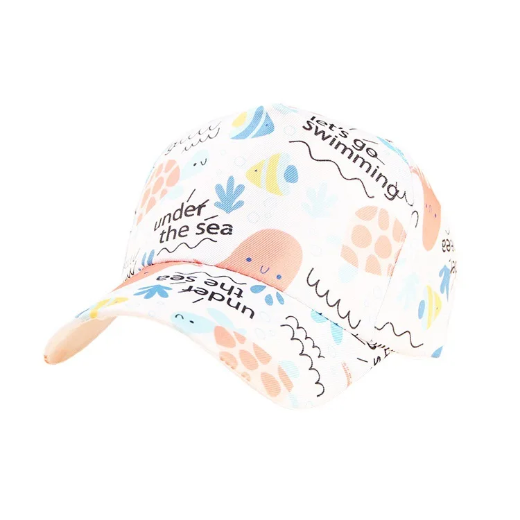 Landfond Wholesale Sea Creatures Butterflies Frogs Castles Kids Summer Sun Caps 5 Panel Baby Hat