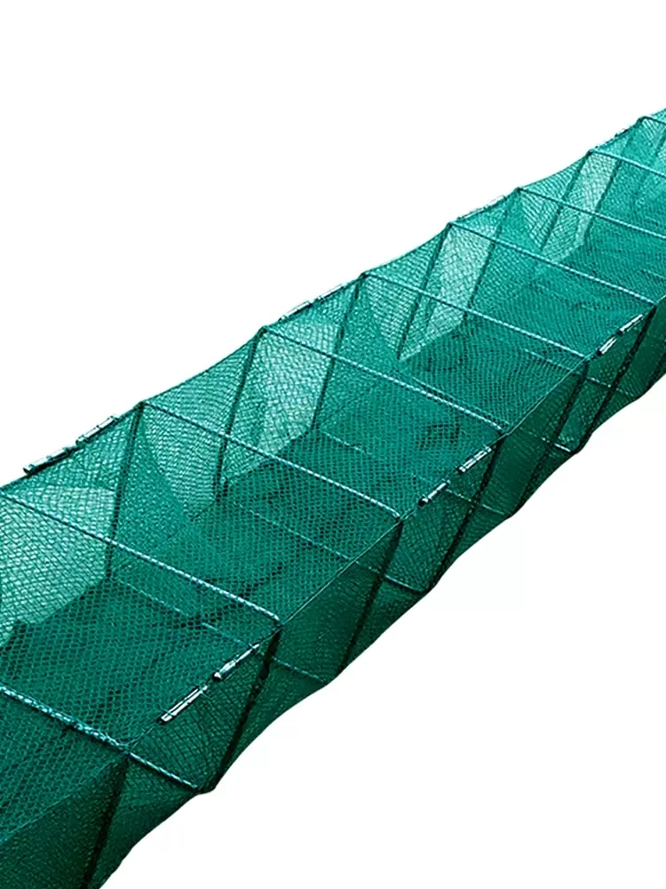 HDPE Long Fishing Trap Crab Shrimp Lobster Creel with an Zipper Opening Plastic Coated Wire Fishing Cage