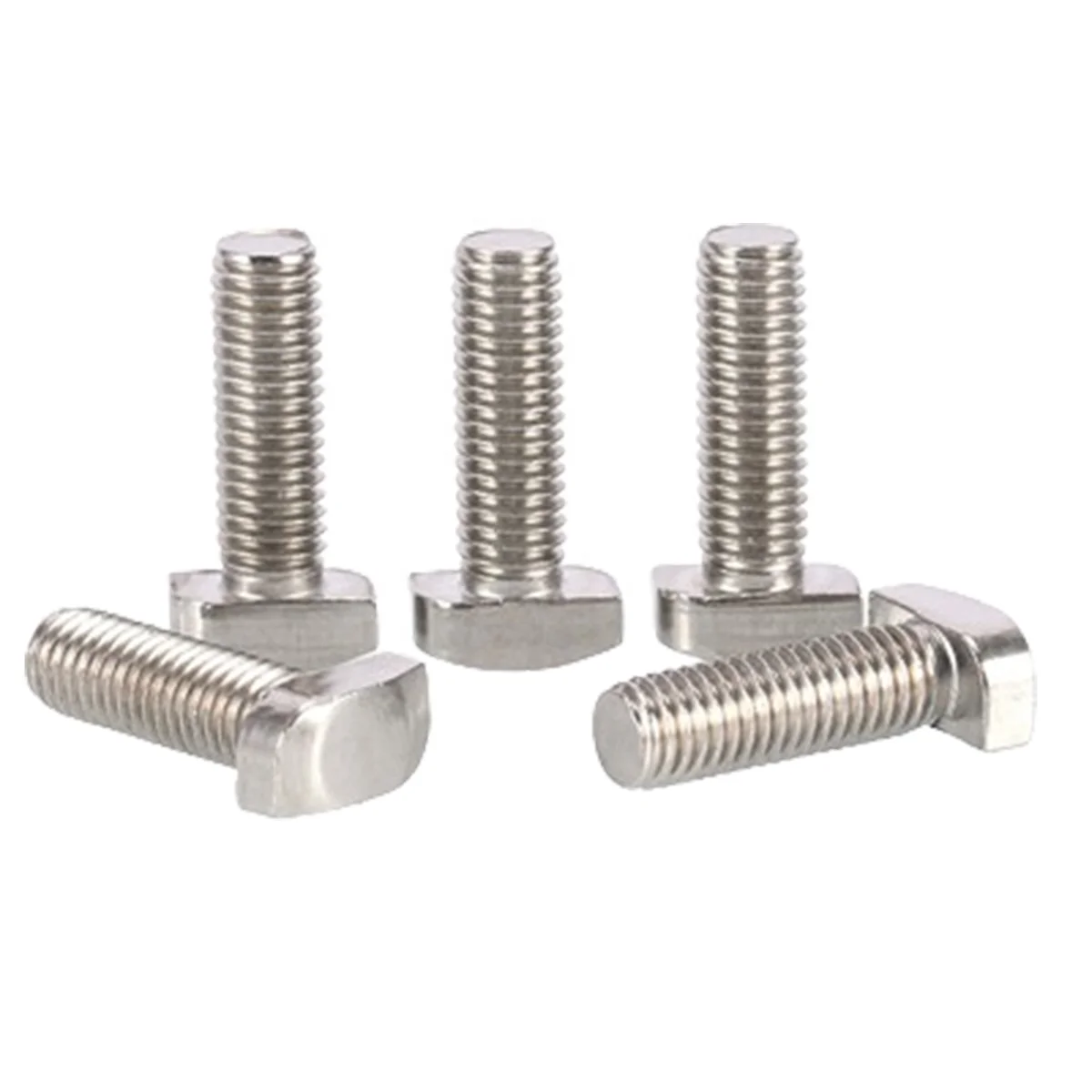 304 Stainless Steel M5 M16 M20 T Shape Hex Bolts screws Square Hammer Head T-Rail Screw Bolt Fastener chute T-bolt