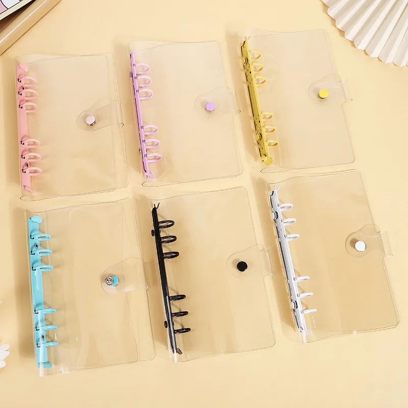 Transparent PVC Notebook Cover Clear Soft PVC A4 Snap Button 6 Ring Binder
