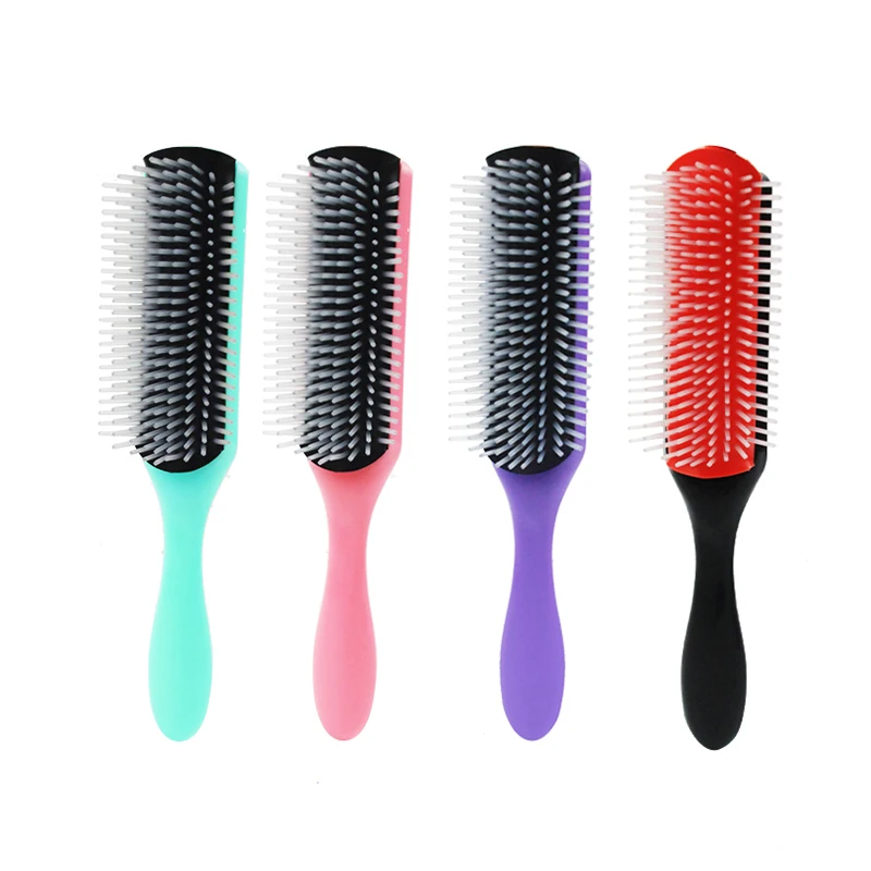 Private label Denman Hair Brush for Curly Hair 9 Row Classic Styling Brush for Detangling Separating Shaping and Defining Curl