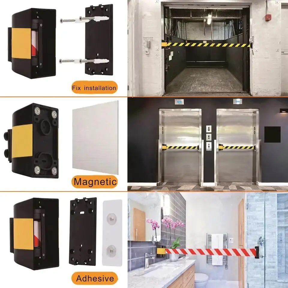 wholesale Wall Mount Retractable Belt Barrier with ABS 5m 10m wall mounted magnetic barrier