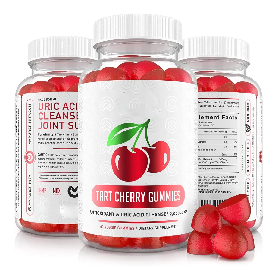 Private label Healthcare Supplement Gummies Acai Berry Powder Tart Cherry Gummies For Uric Acid Cleanse