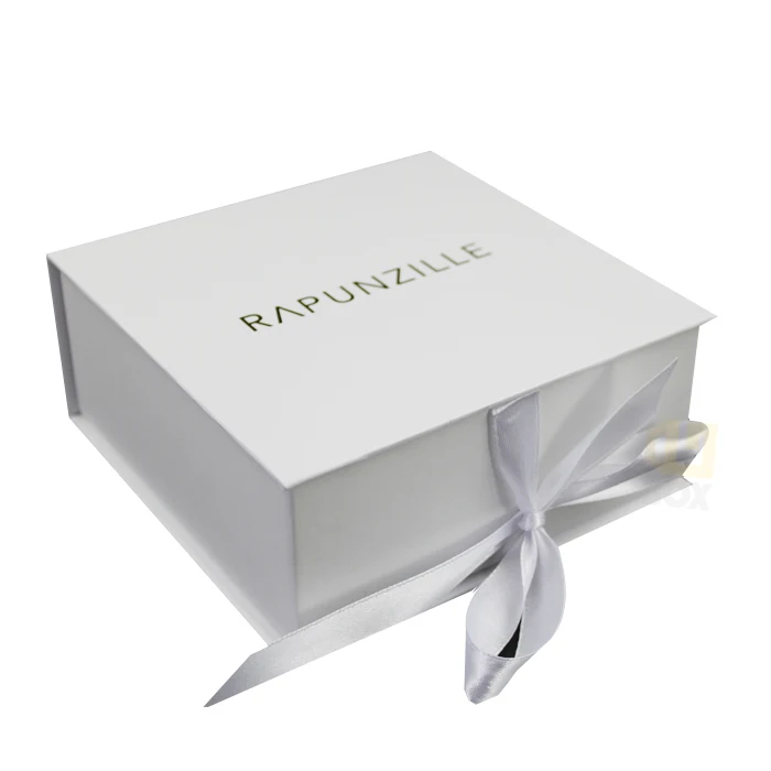 Профессиональная Упаковка производитель пользовательские жесткий доска белый Магнитная ювелирные изделия бумага подарочная коробка с лентой