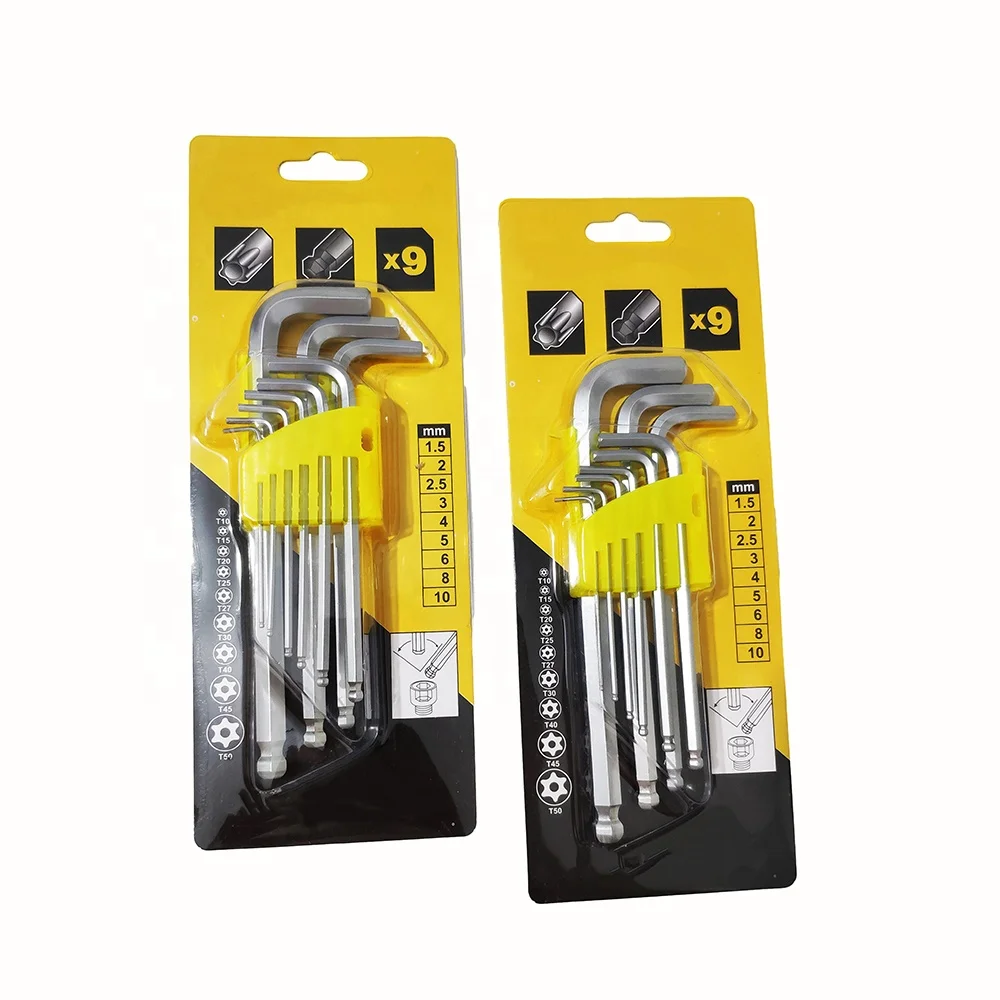 Дешевые 9 шт. длинные руки шаровое окончание шестигранный ключ Torx комплект 1,510 мм T10-T50