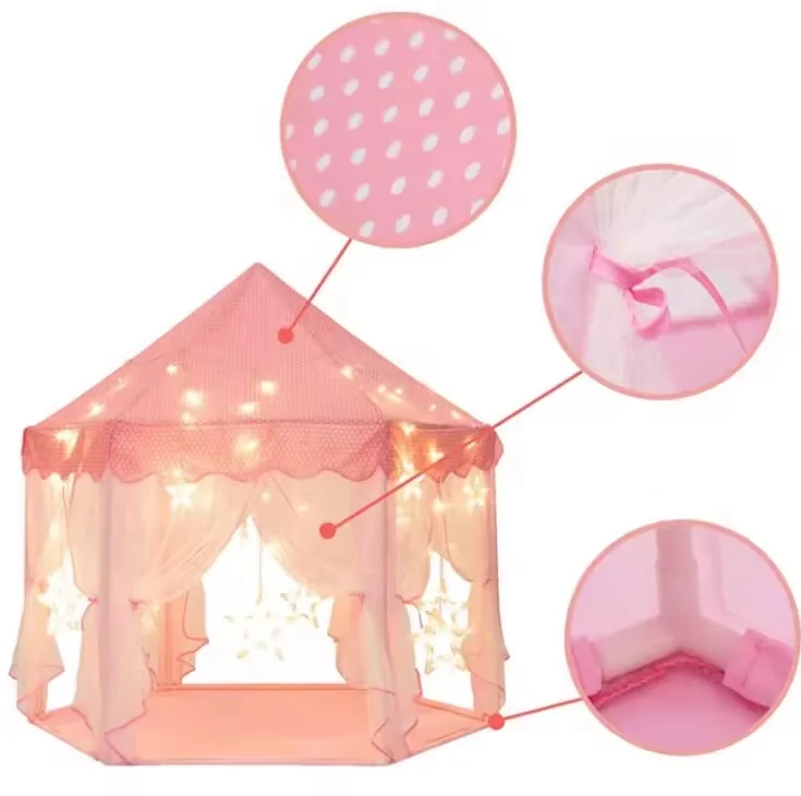 Seamind Children  Princess Girls Large House Indoor outdoor Kids Castle Play Toy Tent with LED Lights