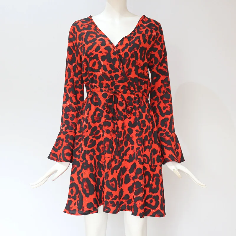 
Fashion casual boho chiffon long sleeve floral dress lady wholesale with great price 