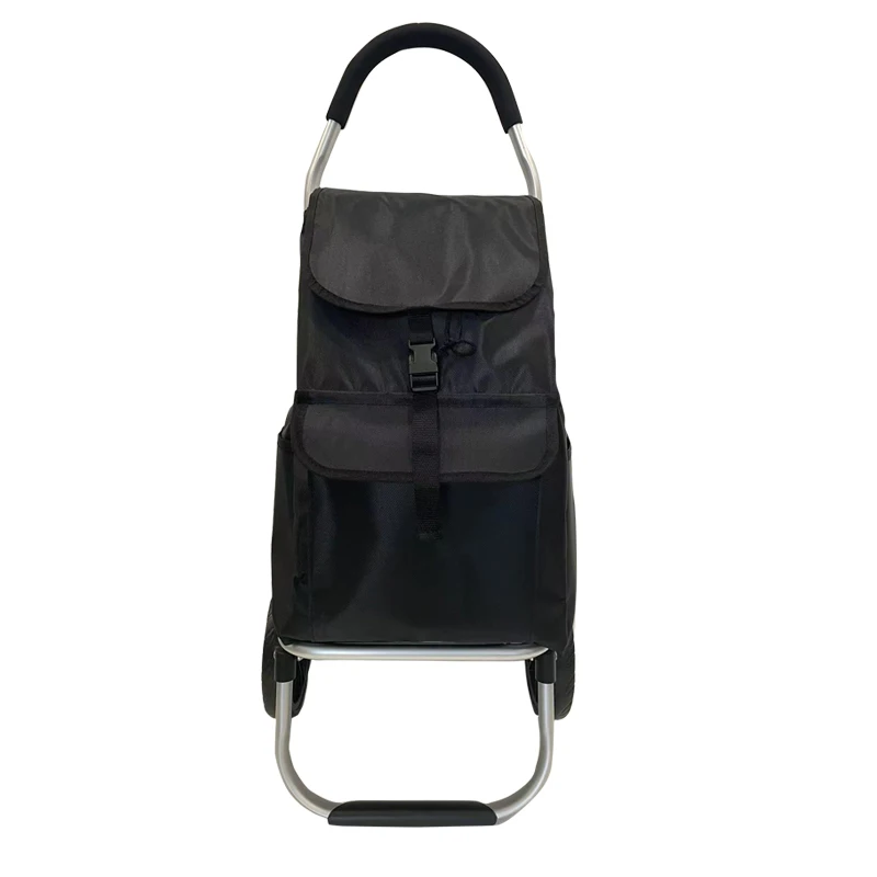 Small with handle metal shopping grocery cart universal wheel pull trolley folding shopping cart bag
