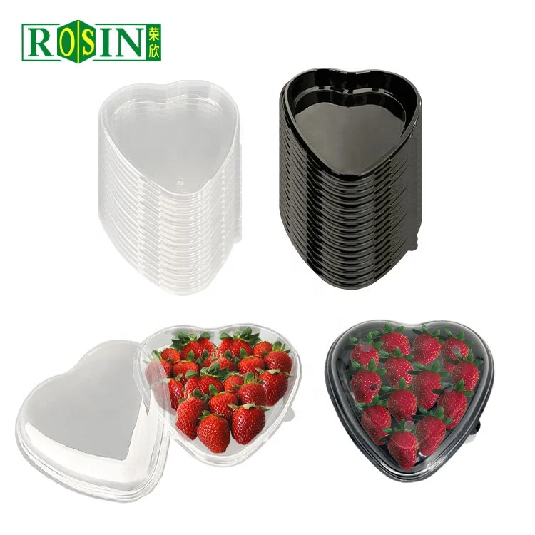 Disposable Clear Heart Plastic Packaging Box Heart Shape Plastic Containers With Lid