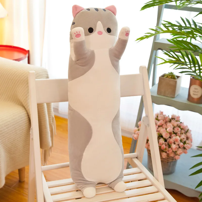 Cartoon Long Cat Kitten Legs Kids Toys Soft Cat Big Hugging Plush Pillow Pillow Sleeping Companion Bolster Toys