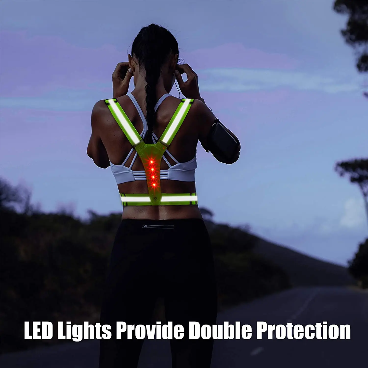 Amazon Hot Sell USB Charging Lightweight 3 Modes Led Running Safety Reflective Vest LED USB Night running lights for runners
