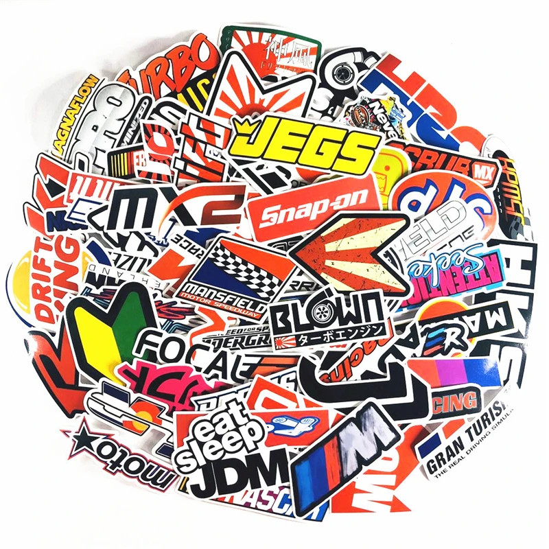 100Pcs Cool Car Motorcycle JDM Modification Graffiti Stickers Skateboard Phone Car Luggage Helmet Waterproof Sticker Car sticker