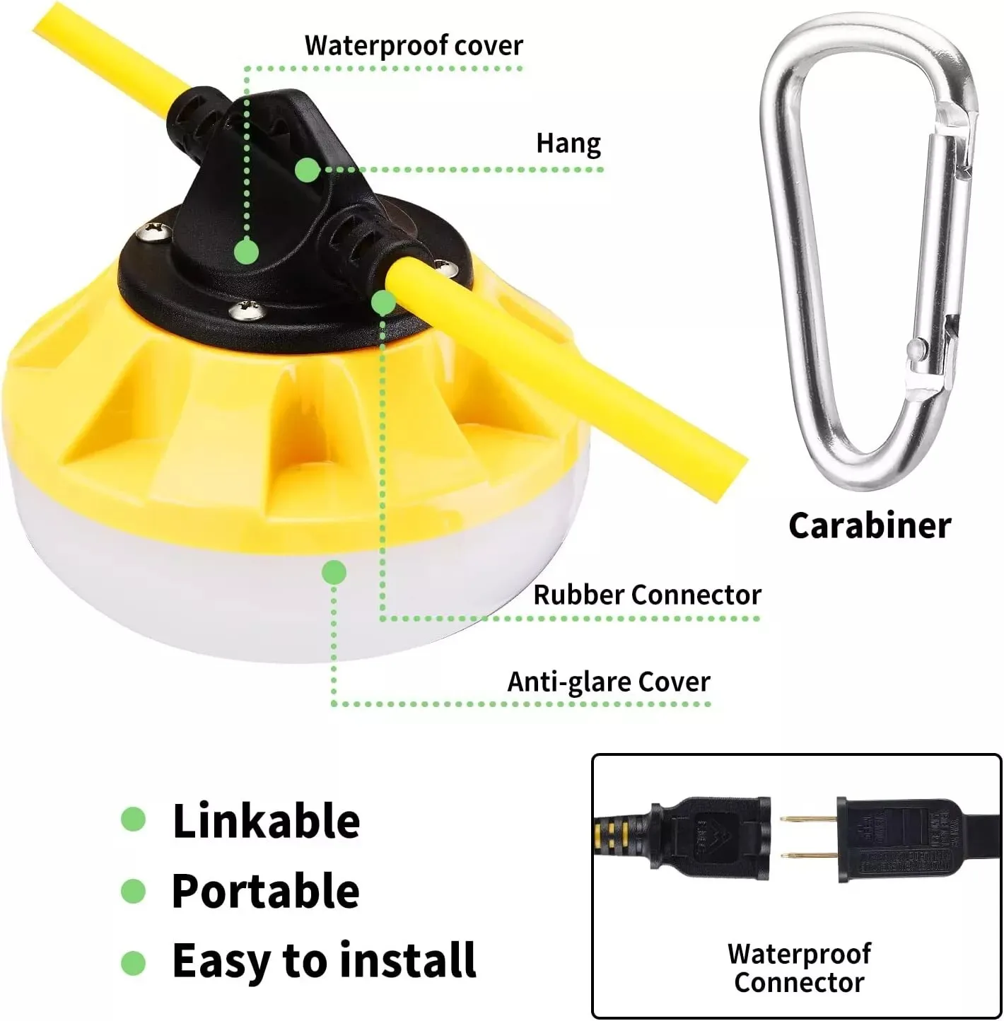 100FT LED Construction String Lights, 100W 10000lm Outdoor String Work Light Temporary Lighting