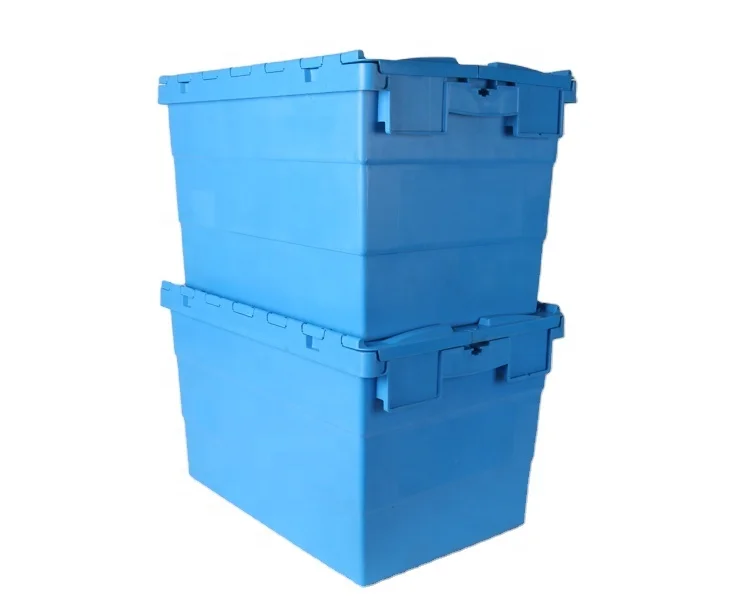 Solid large loading stackable and nestable storage plastic moving boxes wholesale