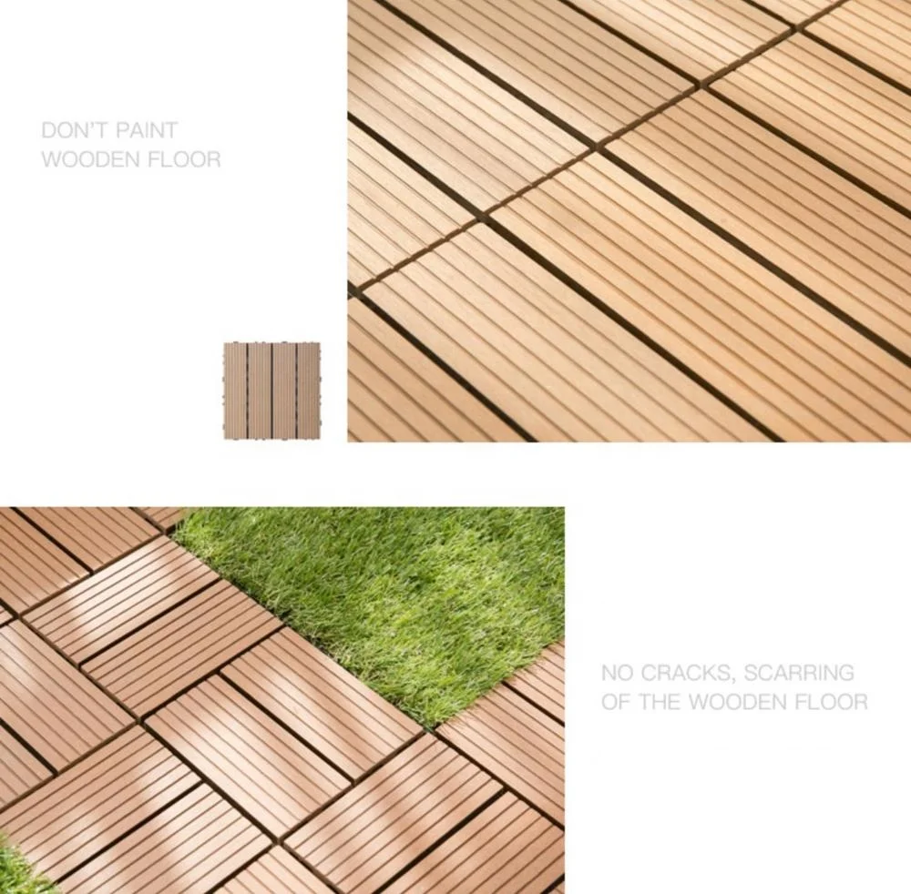 Indoor Outdoor Usage Waterproof Deck Wpc Diy Tile Solid Wood Flooring