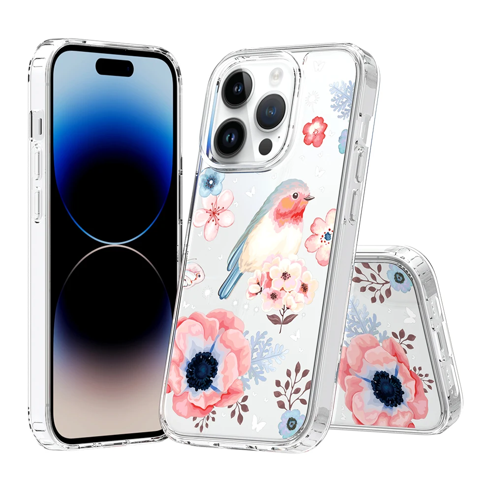 Amazon factory price custom design Cute Pattern transparent painting Soft TPU Girls Women phone case for iPhone 14 pro Case
