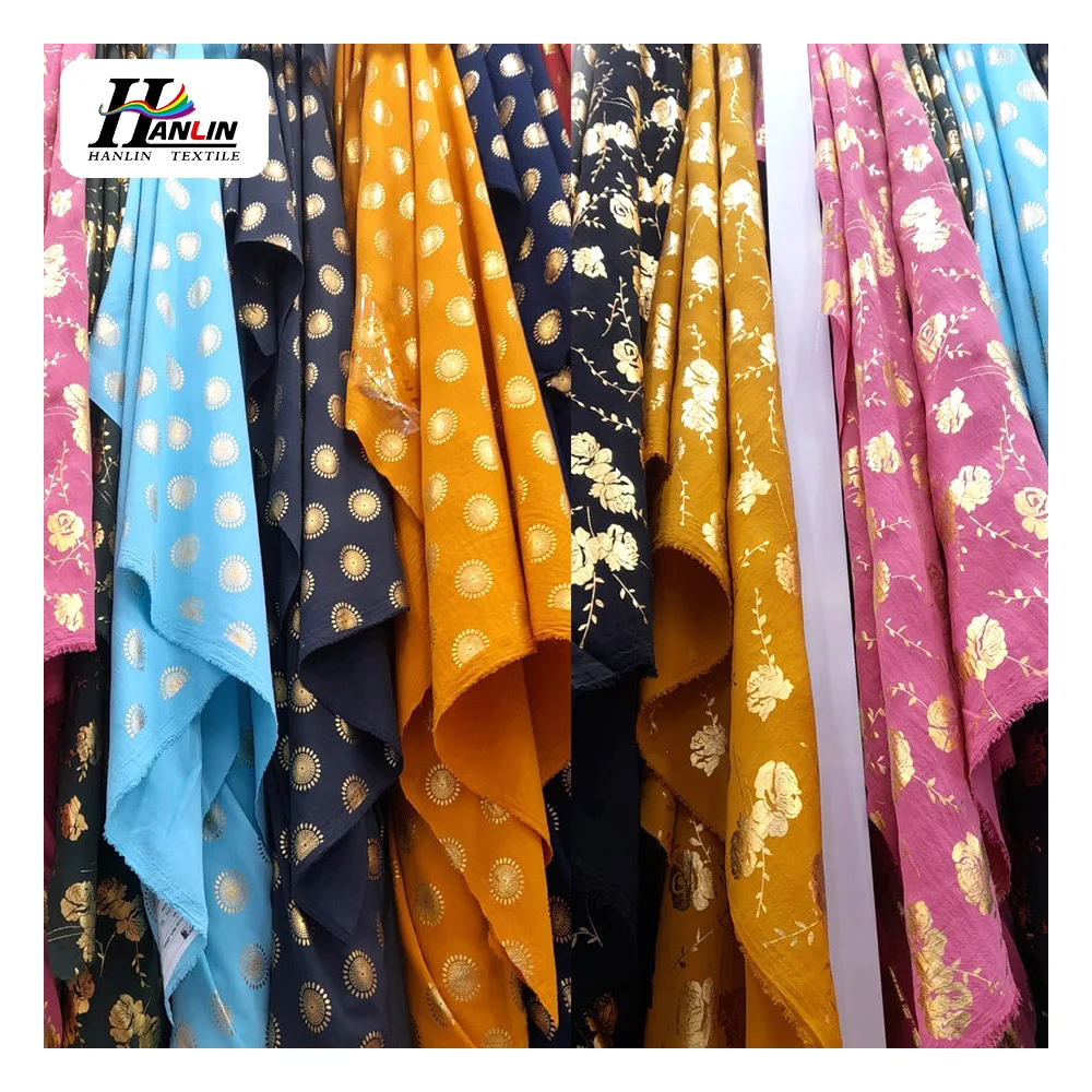 Factory sell 180d cey two tone 4 way stretch crepe fabric stretch crush woven wrinkles fabric for traditional muslim clothing