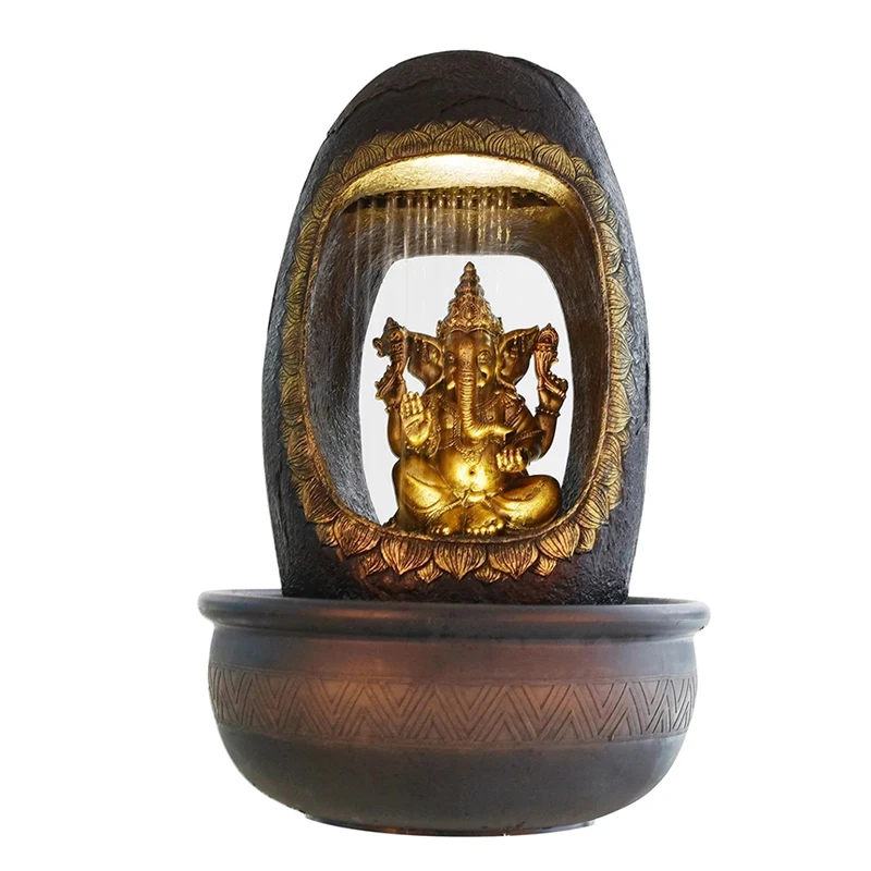 Modern indoor decorative metal brass bronze hindu god ganesh statue water fountain