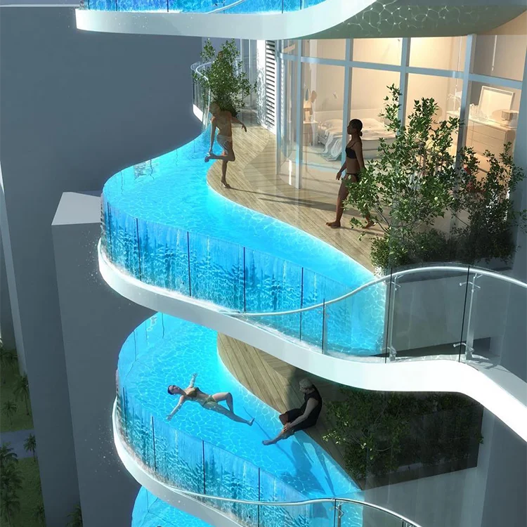 Acrylic Above Ground Fiberglass Pools Transparent Clear Perspex Acrylic Glass For Outdoor Swimming Pool