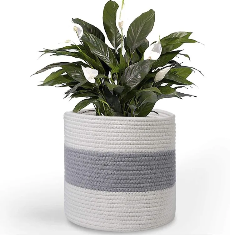 Cotton rope storage laundry basket home decor basket plants basket