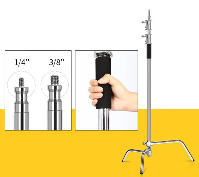 
Light Stand 3.3m/40 inch Studio Centry C Stand Detachable Light C-stand +Line Resizer+Grip Arm 