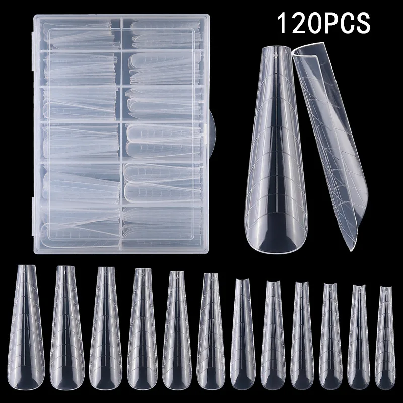 96pcs Crystal Nail Model 4 Styles Mixed  Scale Nail Forms Tip Extended Nail Forms Full Cover False