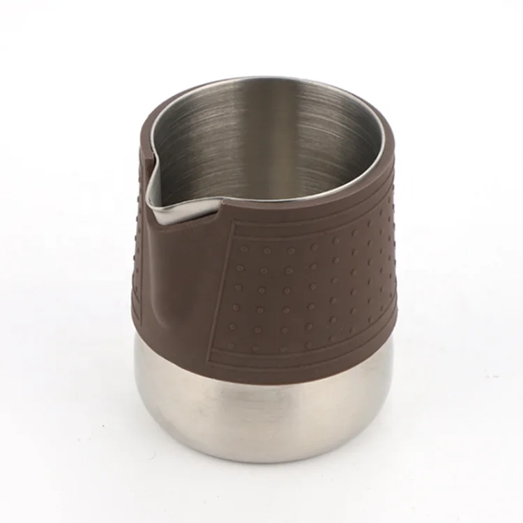Stainless Steel Milk Frothing Pitcher Milk Frother Cup with Silica Gel Cover for Coffee Latte Art