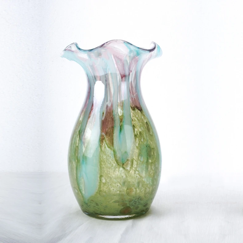 High Quality Murano Art Craft Colored Glaze Glass Craft Hand Made Blown Glass For Home Decoration Vase