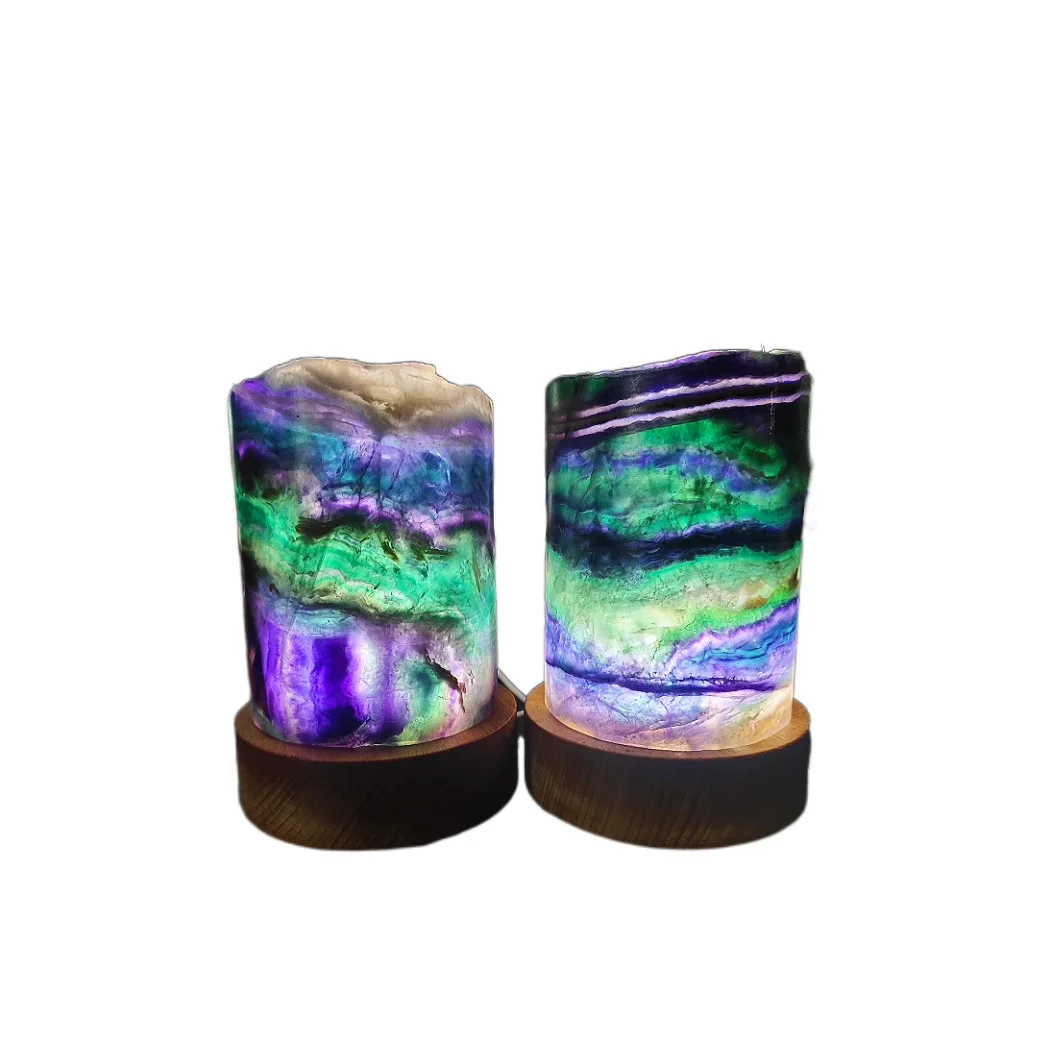  New arrivals polished healing crystals natural quartz crystal rainbow stripe fluorite lamp for modern