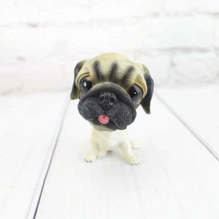 Cute doll simulation resin spring shake head dog car interior decoration lucky pet dog