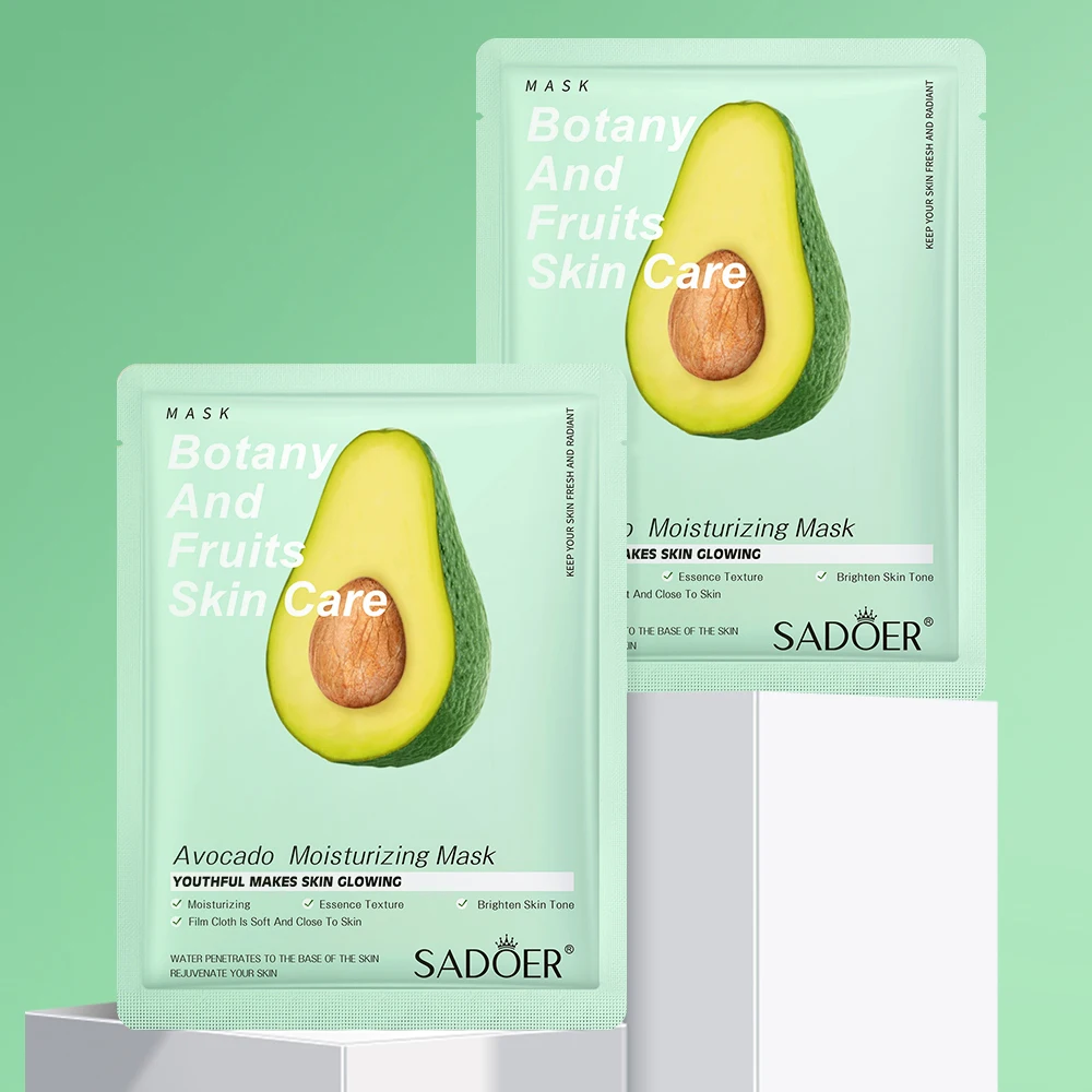 Natural Plant Extract Beauty Face Mask Aloe Pomegranate Avocado Rose Fruit Moisturizing Hydrating Whitening Sheet Facial Mask